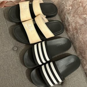 Adidas and Nike slides